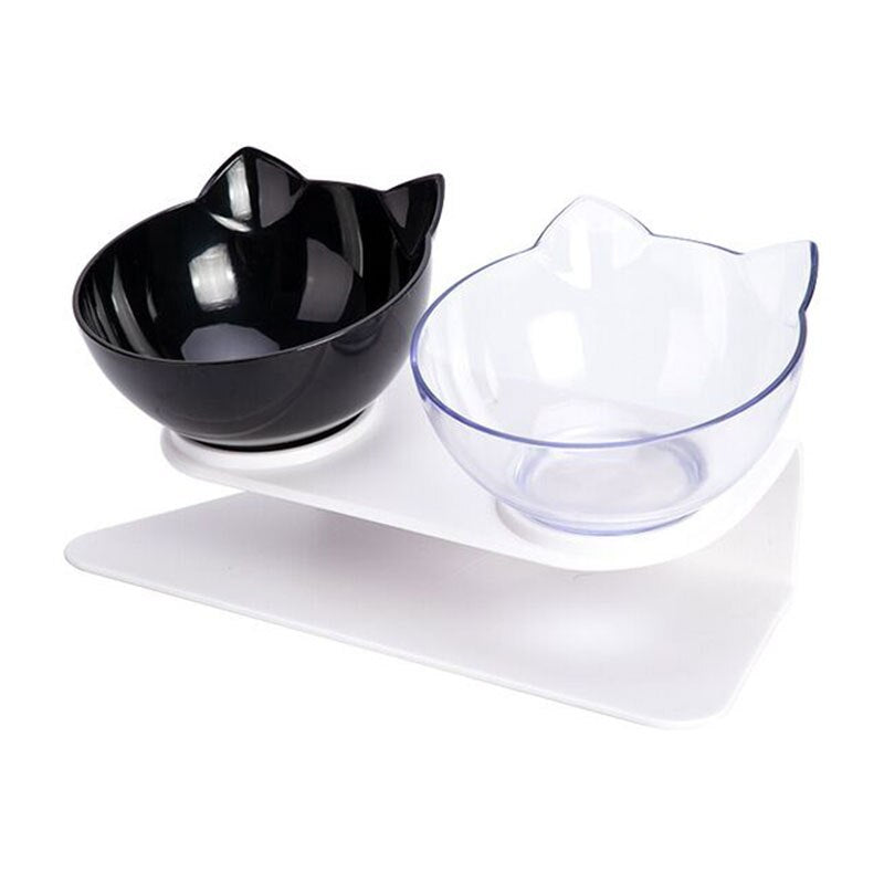 Tigela para gatos, tigela dupla única para comida de animais de estimação,