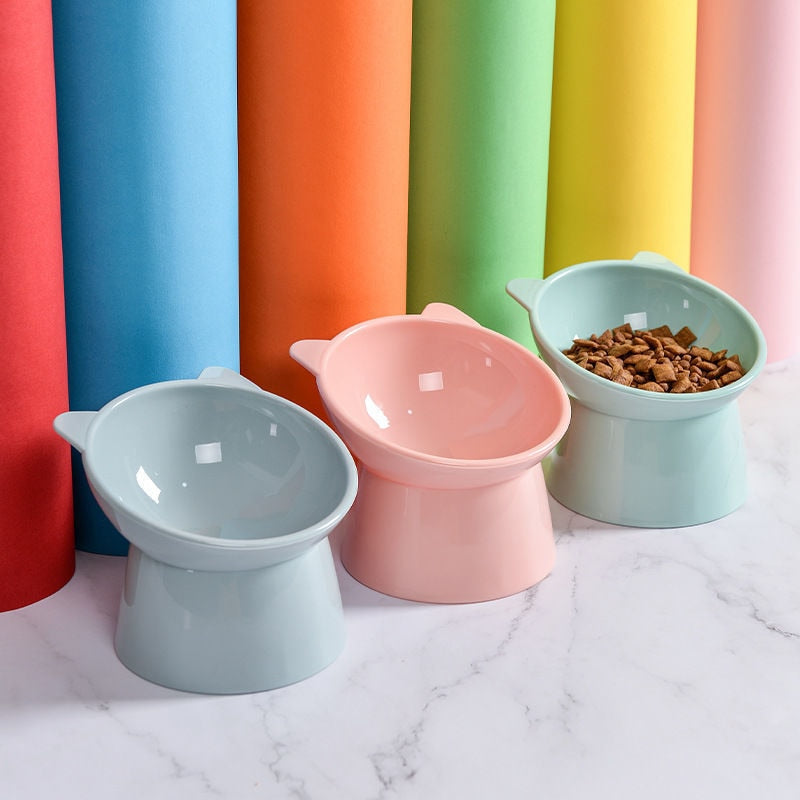 Tigela para cães e gatos, protetor de pescoço para pés altos, tigela de água para alimentos para animais de estimação, anti-tombamento, copo de alimentação binaural para animais de estimação