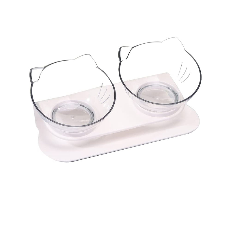 Tigela para gatos, tigela dupla única para comida de animais de estimação,